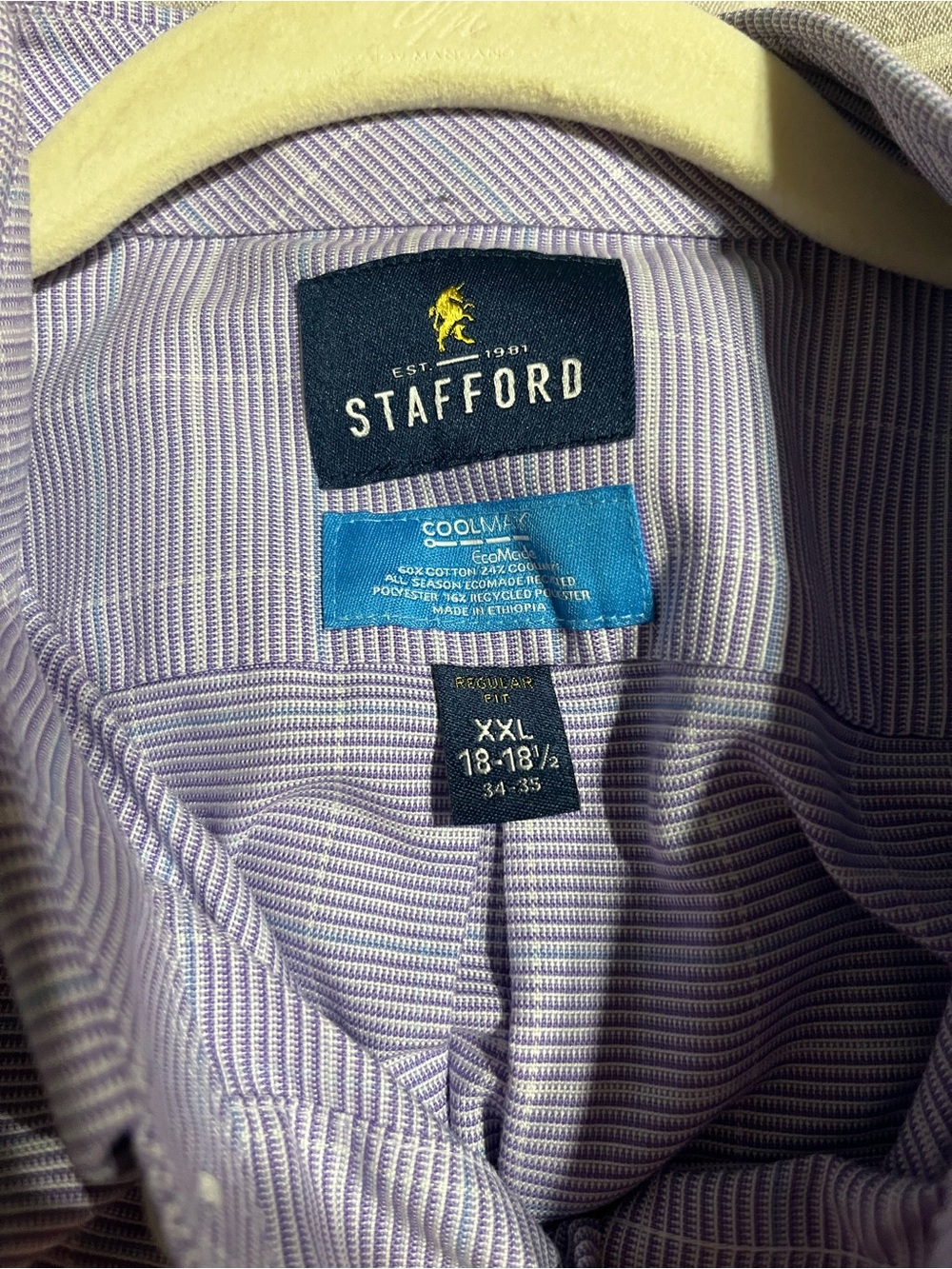 Stafford Men’s Lavender Pinstripe Dress Shirt